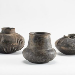 These ceramic objects from UM’s Davies collection, dating back to 1400, were used by Native Americans in the Mississippi Valley. The objects are on display at The Historic New Orleans Collection. Photo by Robert Jordan/Ole Miss Communications