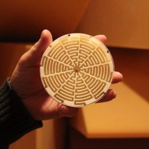 A 3-D model of Maryam Landi’s speaker-enhancement design. Photo by Nathan Towery