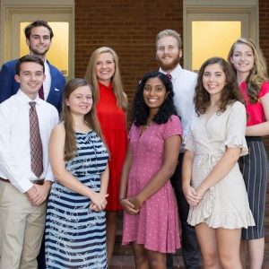 The 2018 UM Croft Scholars are (front, from left) David McDonald, Emma Lane, Akshaya Vijayasankar and Delaney Smith, and (back) Jess Cooley, Olivia Jaramillo, Reed Peets and Ava Cooper.