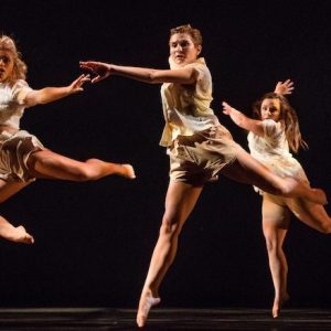 UM students Kaelee Albritton (left), Victoria Burrow and Genevieve Walker perform in Mississippi: The Dance Company’s 2017 annual showcase. This year’s showcase, ‘Calling Terpsichore!’ opens Friday in Meek Auditorium. Photo by Robert Jordan