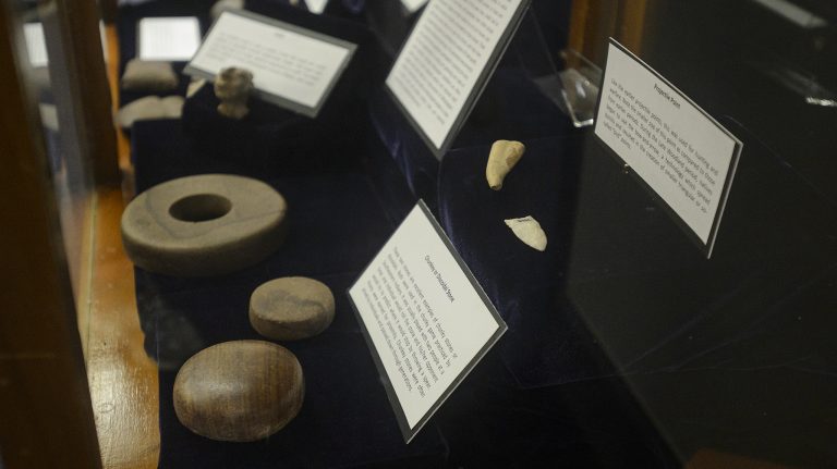 The artifacts, which span 10,000 years of native life in Mississippi, will be available for viewing throughout the summer. Photo by Marlee Crawford/Ole Miss Communications