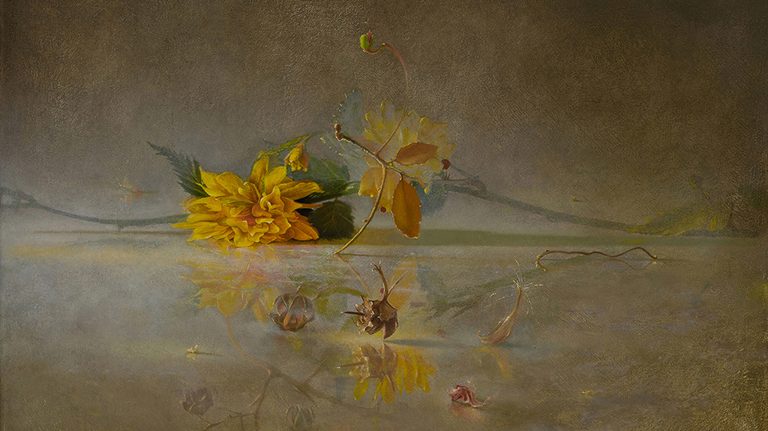 ‘Transitory Spaces: Flower and Fragments,’ by UM professor Philip Jackson, is part of a private collection. The painting is on display at the UM Museum as part of ‘The UnstillLife’ exhibit. Submitted photo
