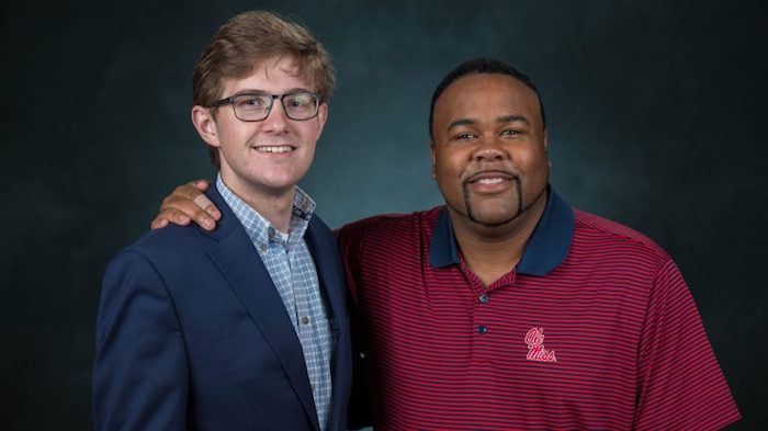 Graduating senior public policy leadership major Seth Dickinson (left), and Assistant Engineering School Dean Ryan Upshaw plan to remain friends after commencement. Kevin Bain
