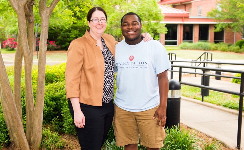 Maura Scully Murry, left, the new FASTrack director, will work with peer leader and rising sophomore Mister Clemons and others in the FASTrack program, as student participants benefit from a close-knit academic community within the larger University of Mississippi community. The McMullan Family Foundation is supporting this highly successful program.