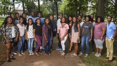 Participants in the 2017 Mississippi Bridge STEM Program meet in the Circle. Photo by Thomas Graning/