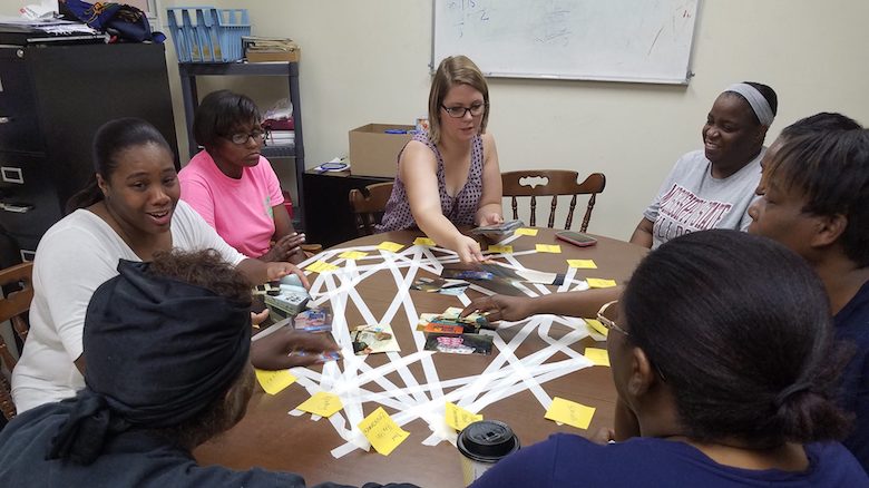 Anne Cafer (left), principal investigator of the Marks Project, conducts research with community members of the Mississippi Delta community. 