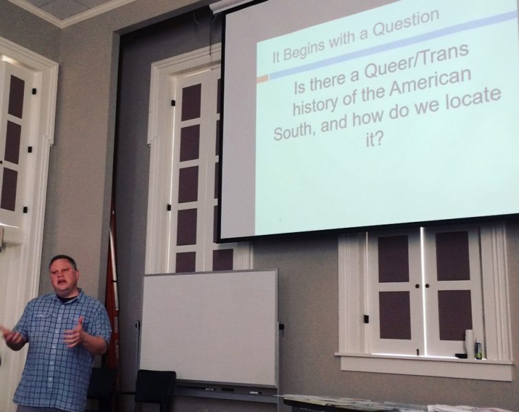 Burford giving a talk on IHP at the Center for the Study of Southern Culture in Oxford, MS. Southern Studies photo