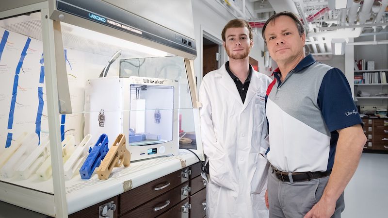 James Cizdziel (right), UM associate professor of chemistry and biochemistry, and recent doctoral graduate Oscar ‘Beau’ Black have spent two years researching 3D-printed firearms through a grant from the National Institute of Justice, part of the U.S. Department of Justice. Photo by Megan Wolfe/Ole Miss 
