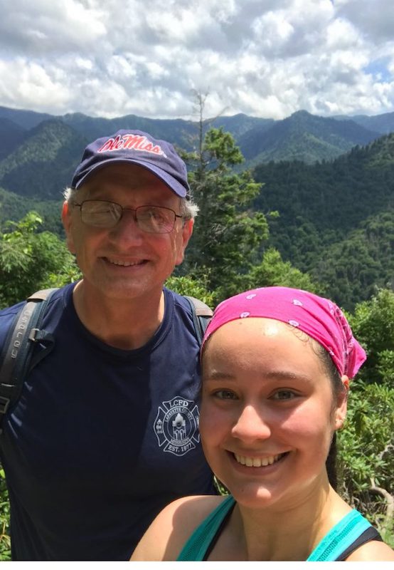 Douglass Sullivan González and his daughter, Renée, hike in the Great Smoky Mountains. 