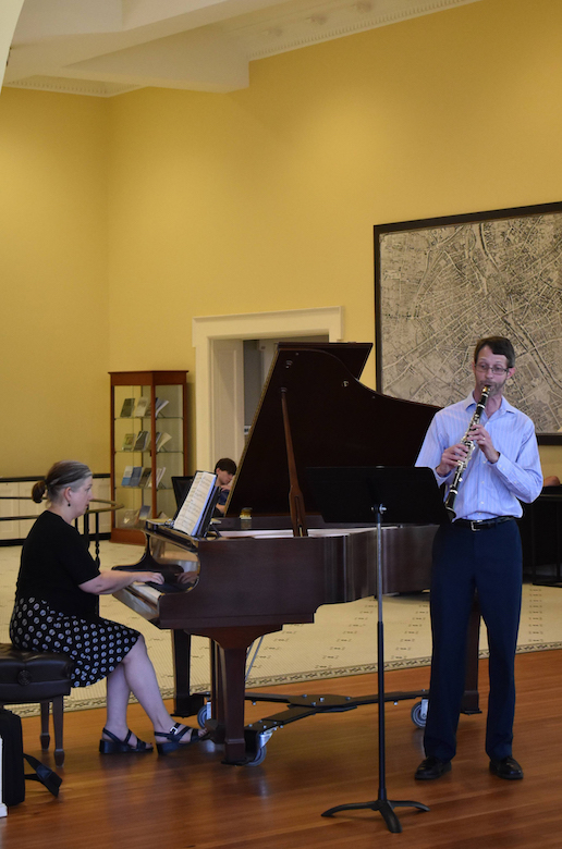 UM clarinetist Michael Rowlett and pianist Amanda Johnston preview material from their Faculty Recital Series concert, set for Sept. 23 in Nutt Auditorium, in the new noontime music series, ‘First Tuesdays in Bryant Hall.’ 